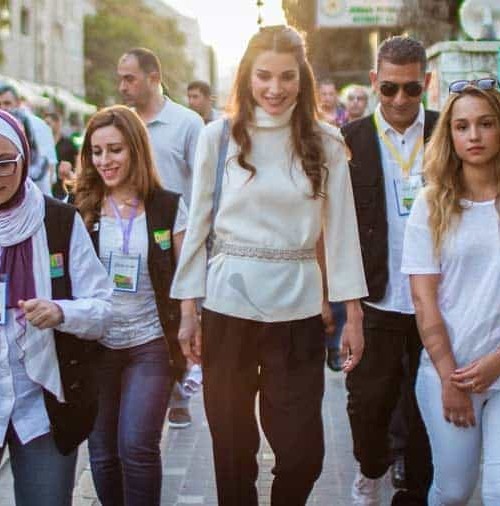 Rania de Jordania y su hija la princesa Iman, marcha solidaria