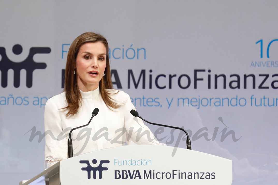 Su Majestad la Reina durante su intervención en el acto de celebración del X aniversario de la Fundación Microfinanzas BBVA © Casa S.M. El Rey