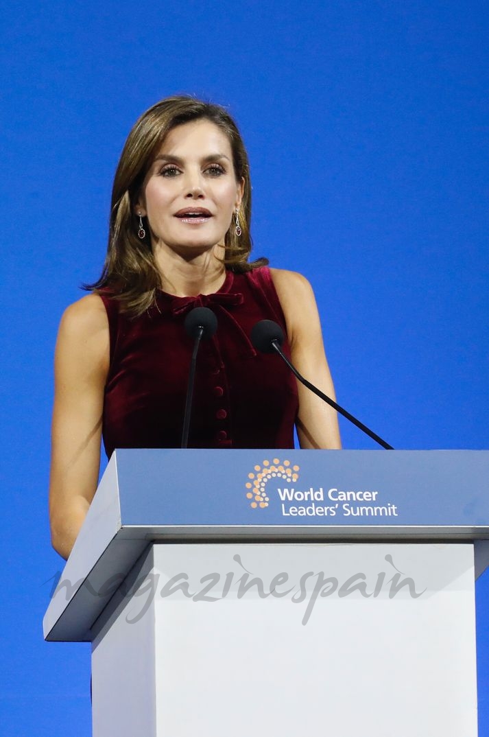 La Reina durante su intervención en el Official World Cancer Leaders’ Summit © Casa S.M. El Rey