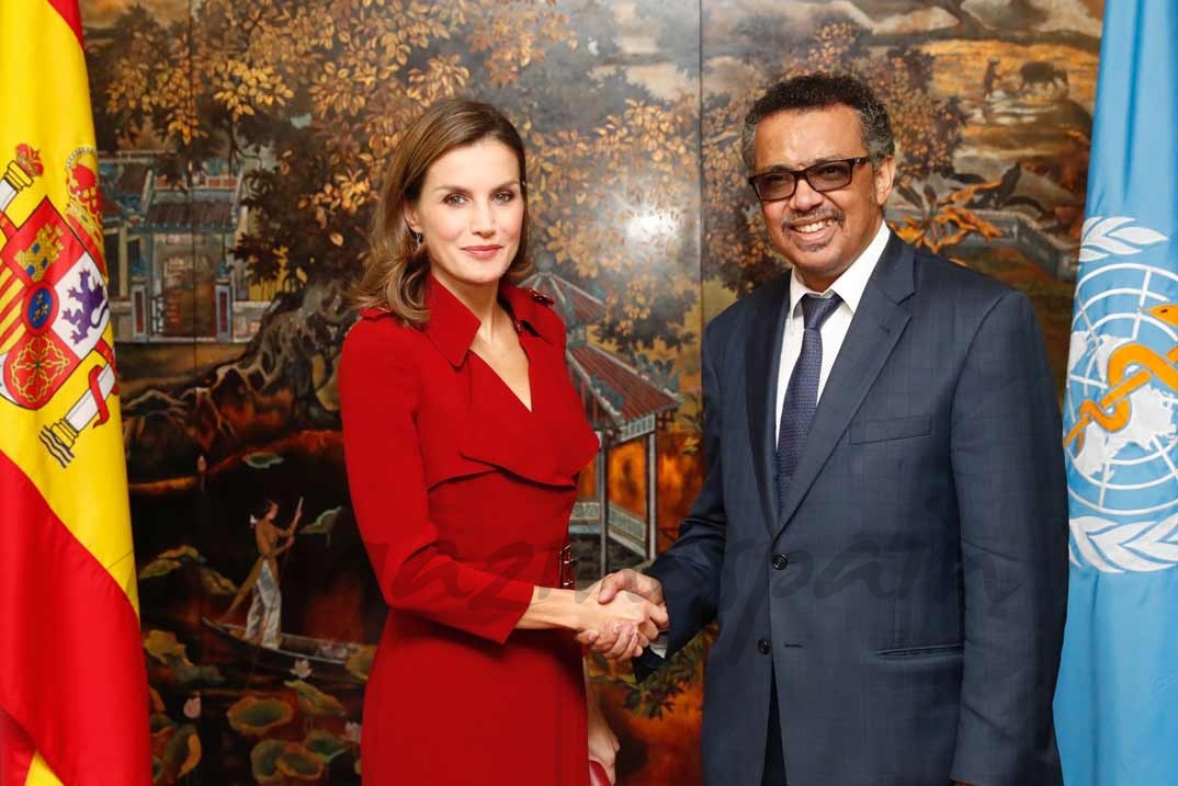 La reina Letizia junto al director general de la OMS, Tedros Adhanom Ghebreyesus © Casa S.M. El Rey