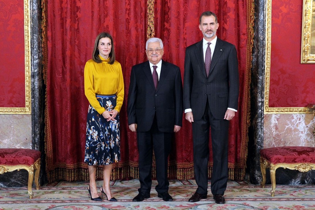 Los Reyes con el Presidente de Palestina, Mahmoud Abbas
