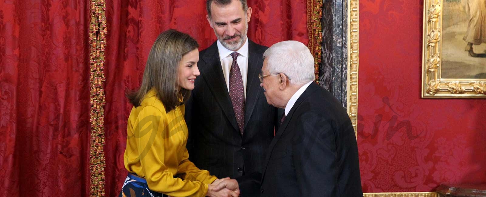 Los Reyes reciben Presidente de Palestina, Mahmoud Abbas, en el Salón de Teniers © Casa S.M. El Rey