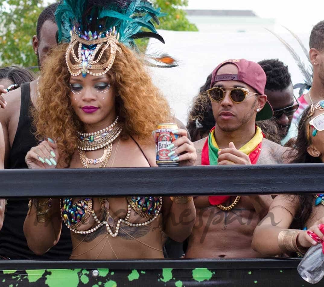 rihanna y lewis Hamilton en barbados