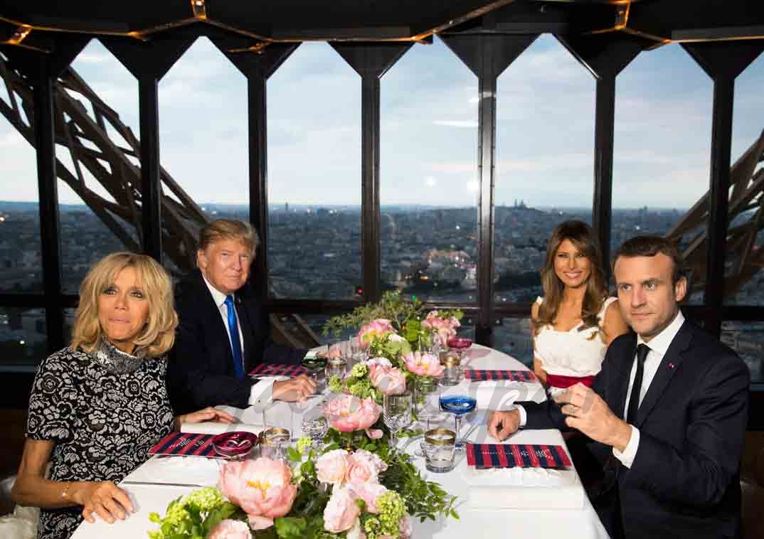 cena en la torre eiffel de trump y macron con sus esposas