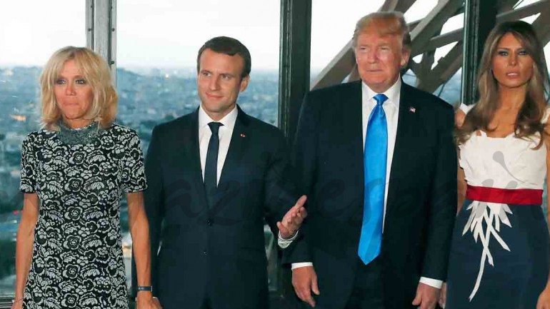 Trump y Macron, cena familiar en la Torre Eiffel